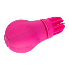 Розовый клиторальный стимулятор Caress с 5 заменяемыми насадками, Цвет: розовый, фото 