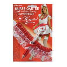 Подвязка медсестры со шприцом, Цвет: белый с красным, Размер: S-M-L, фото 