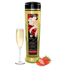 Массажное масло с ароматом клубники и шампанского Romance - 240 мл., фото 