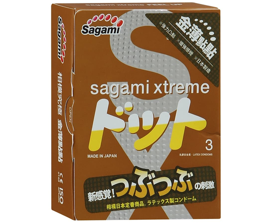 Презервативы Sagami Xtreme Feel Up с точечной текстурой и линиями прилегания - 3 шт., фото 