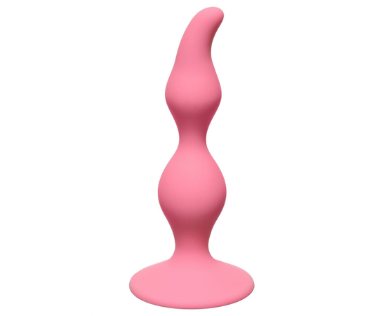 Розовая анальная пробка Curved Anal Plug Pink - 12,5 см., фото 