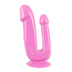 Розовый анально-вагинальный фаллоимитатор - 17,5 см., Цвет: розовый, фото 