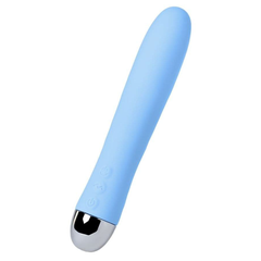 Силиконовый вибратор с функцией нагрева и пульсирующими шариками ToyFa Fahrenheit, Цвет: голубой, фото 