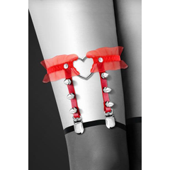 Красная подвязка с сердцем и шипами GARTER WITH HEART, Цвет: красный, Размер: S-M-L, фото 