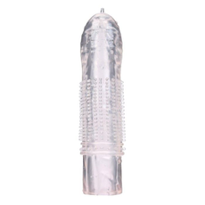 Прозрачная массажная насадка на пенис с шишечками - 12,5 см., фото 