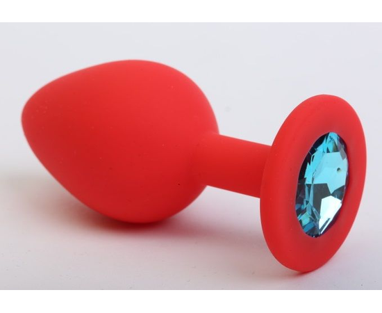 Красная силиконовая пробка с голубым стразом - 7,1 см., фото 