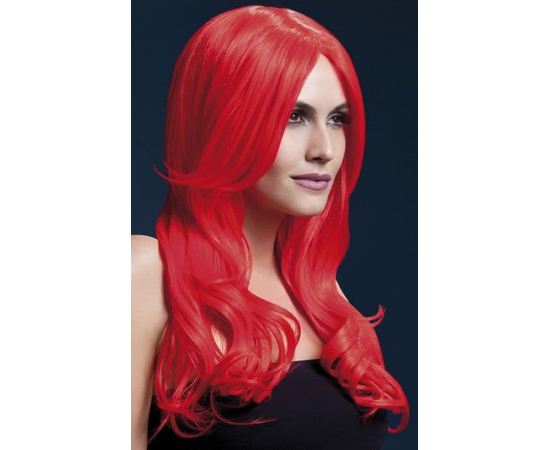 Красный парик с длинной челкой Khloe, Цвет: красный, Размер: S-M-L, фото 