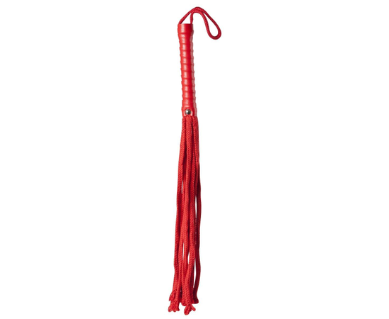 Красная веревочная плеть с ручкой из полиуретана Cotton String Flogger - 50 см., фото 
