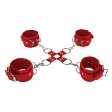Красный комплект оков Hand And Legcuffs, фото 