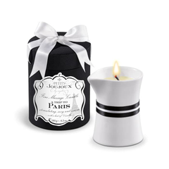 Массажное масло в виде большой свечи Petits Joujoux Paris с ароматом ванили и сандала, Объем: 190 гр., Цвет: белый с черным, фото 