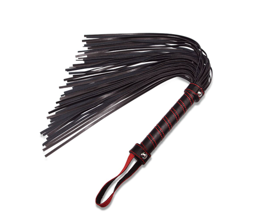 Черная плеть с петлей и контрастной красной строчкой - 45,7 см., фото 