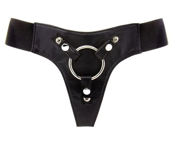 Черные трусики Harness Deluxe для страпона O-ring, фото 