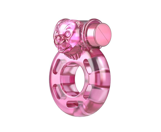 Розовое эрекционное виброкольцо Pink Bear, фото 
