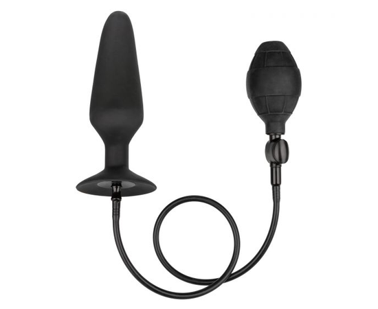 Черная расширяющаяся анальная пробка XL Silicone Inflatable Plug - 16 см., фото 
