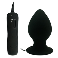 Черный виброплаг с выносным пультом Anal Plug XL - 11,4 см., фото 
