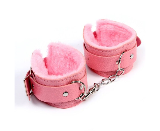 Стильные розовые наручники с мягкой подкладкой, фото 