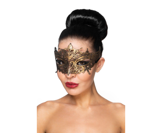 Золотистая карнавальная маска "Каф", Цвет: золотистый, фото 