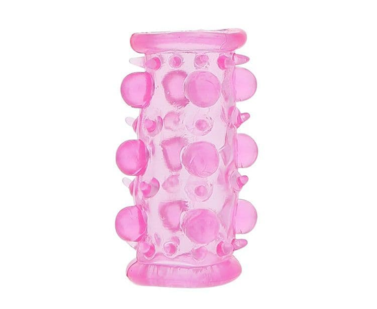 Эластичная розовая насадка с шипами и шишечками JELLY JOY LUST CLUSTER PINK, фото 