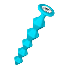 Анальная цепочка с кристаллом Chummy - 16 см., Цвет: бирюзовый, фото 