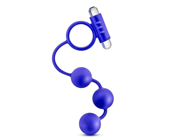 Синее эрекционное кольцо с анальным стимулятором Penetrator, фото 