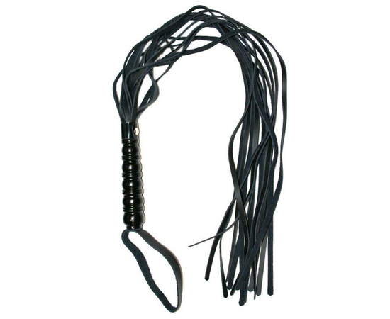 Черная многохвостовая плеть с ручкой - 82 см., фото 