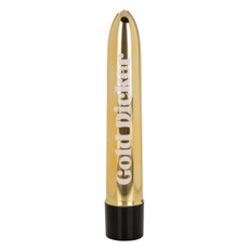 Золотистый классический вибратор Naughty Bits Gold Dicker Personal Vibrator - 19 см., фото 