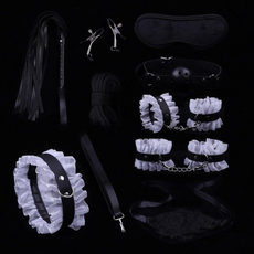 БДСМ-набор «Оки-Чпоки» с кружевом, Цвет: черный с белым, фото 