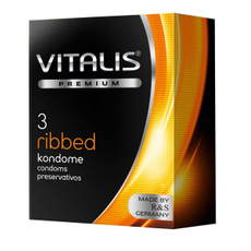 Ребристые презервативы VITALIS PREMIUM ribbed - 3 шт., Объем: 3 шт., Цвет: прозрачный, фото 