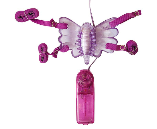 Фиолетовая вибробабочка на ремешках с пультом управления вибрацией, Цвет: фиолетовый, фото 