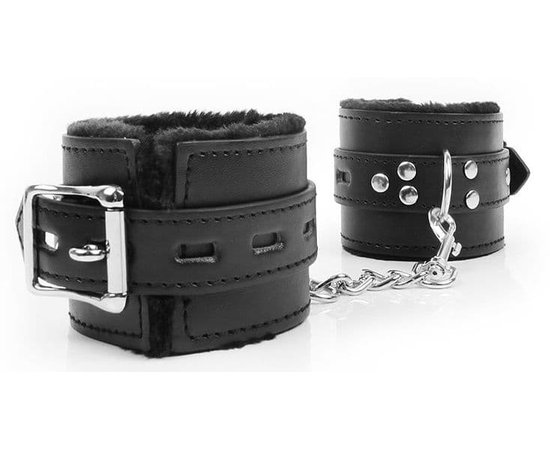 Черные наручники на металлических карабинах, фото 
