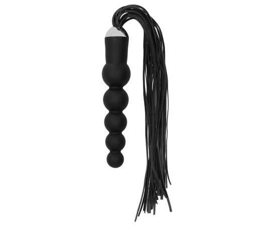 Черная плеть с рукоятью-елочкой Whip with Curved Silicone Dildo - 49,5 см., фото 