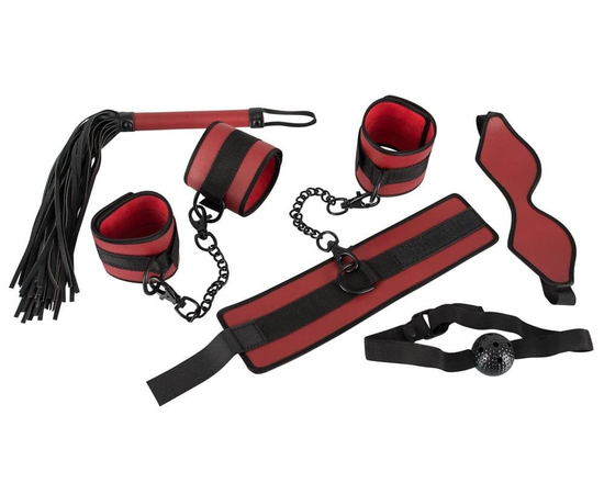Красно-черный набор из 5 предметов для БДСМ-игр, фото 