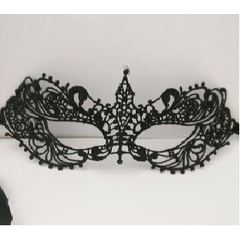 Кружевная черная маска "Загадка ночи", Цвет: черный, фото 