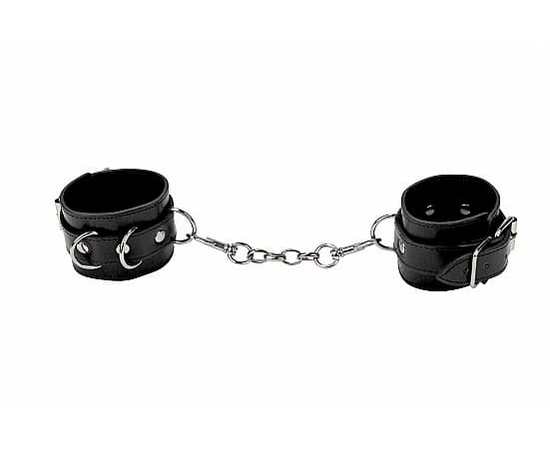 Черные кожаные наручники с заклепками, фото 