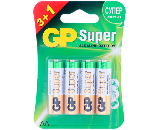 Батарейки GP Super Alkaline АA/LR6 15А - 3+1 шт., фото 