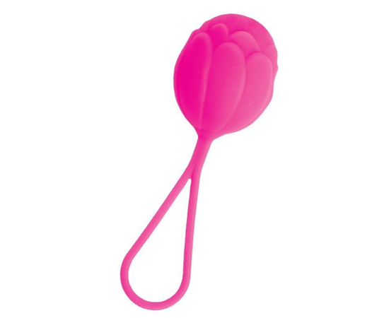 Розовый рельефный вагинальный шарик со шнурком, фото 