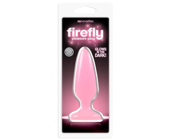Розовая, светящаяся в темноте анальная пробка Firefly Pleasure Plug Medium Pink - 12,7 см., фото 