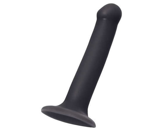 Черный фаллос на присоске Silicone Bendable Dildo M - 18 см., фото 