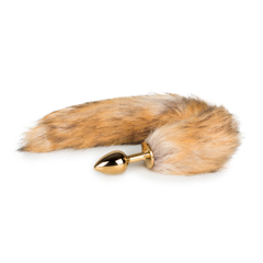 Золотистая анальная пробка с лисьим хвостом Fox Tail Plug, фото 