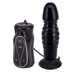 Чёрный анальный вибратор на присоске Pleasure Thrust - 14 см., фото 