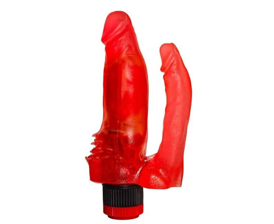 Красный анально-вагинальный вибратор №11 - 15,5 см., фото 