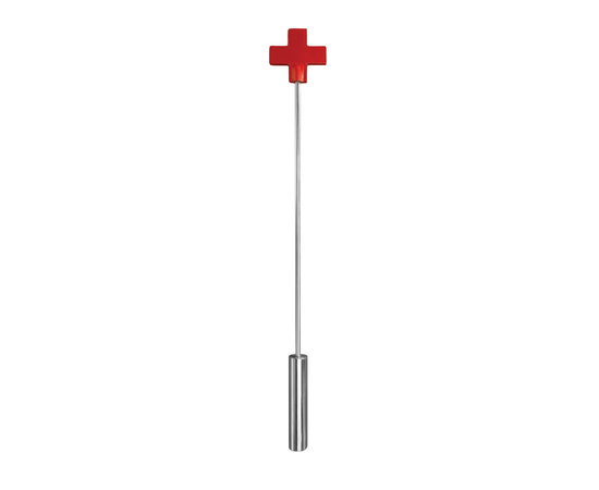Красная шлёпалка Leather  Cross Tiped Crop с наконечником-крестом - 56 см., фото 