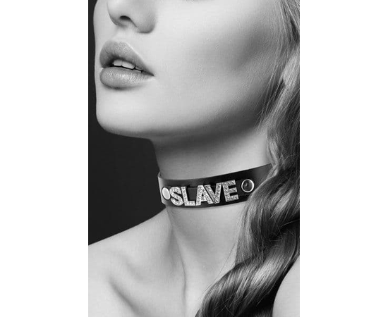 Чокер с надписью COLLIER STRASS SLAVE CUIR BOVIN, Цвет: черный, фото 