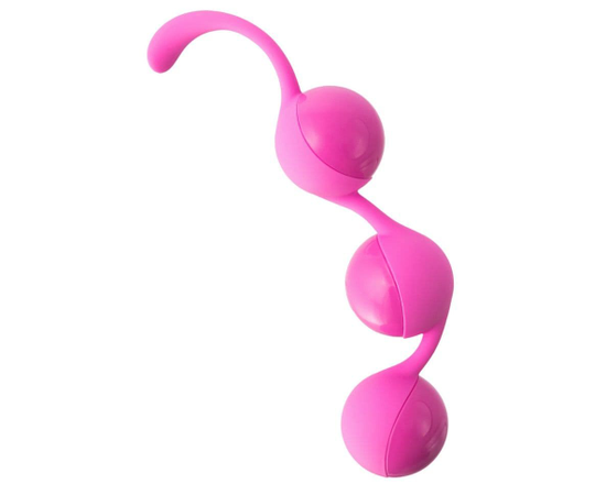 Розовые тройные вагинальные шарики из силикона DELISH BALLS, Цвет: розовый, фото 