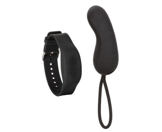 Черное виброяйцо с браслетом-пультом Wristband Remote Curve, фото 