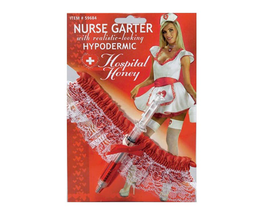 Подвязка медсестры со шприцом, Цвет: белый с красным, Размер: S-M-L, фото 