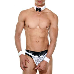 Черно-белый костюм сексуального официанта, Цвет: черный с белым, Размер: S-M, фото 