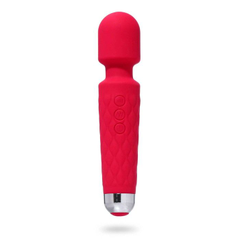 Жезловый вибромассажер с рифленой ручкой - 20,4 см., Длина: 20.40, Цвет: красный, фото 