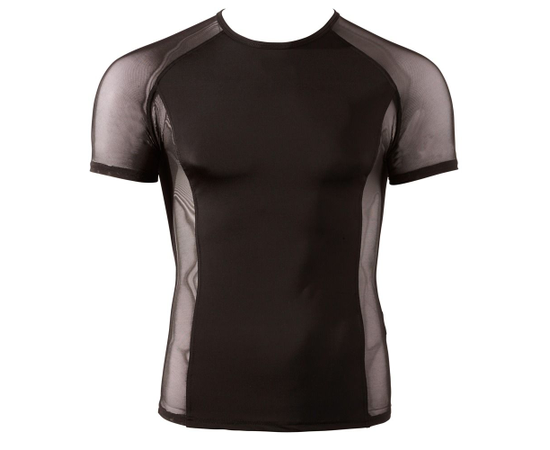 Мужская футболка с сетчатыми вставками по бокам, Цвет: черный, Размер: XL, фото 