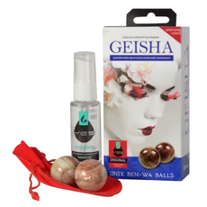 Вагинальные шарики Geisha из оникса в комплекте с лубрикантом, Цвет: коричневый, фото 